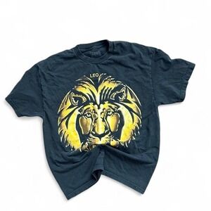 BULL TEES Leo Zodiac Graphic T-Shirt Black Gold Astrology Lion Tee XL